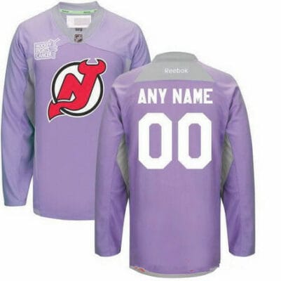 Custom New Jersey Devils Jersey Name And Number Purple Pink Reebok Hockey Fights Cancer Practice
