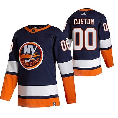 Custom New York Islanders Jersey Name And Number 2020-21 Navy Blue Reverse Retro Alternate NHL