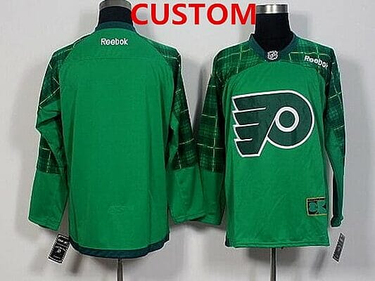 Custom Philadelphia Flyers Jersey Name And Number 2016 Green St. Patrick's Day Hockey