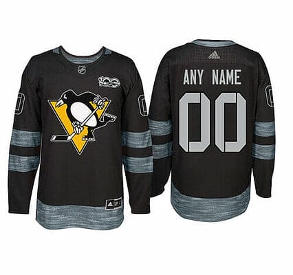 Custom Pittsburgh Penguins Jersey Name And Number 1917-2017 Black 100th Anniversary NHL