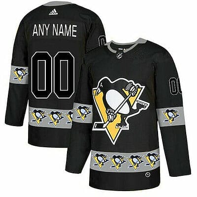 Custom Pittsburgh Penguins Jersey Name And Number Black Team Logos Fashion