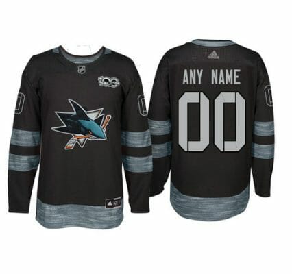 Custom San Jose Sharks Jersey Name And Number 1917-2017 Black 100th Anniversary NHL