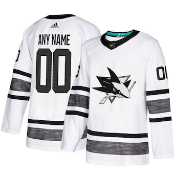 Custom San Jose Sharks Jersey Name And Number 2019 White NHL All-Star Game Parley 6 Custom San Jose Sharks Jersey Name And Number 2019 White NHL All-Star Game Parley