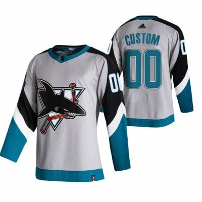 Custom San Jose Sharks Jersey Name And Number 2020-21 Grey Reverse Retro Alternate NHL 6 Custom San Jose Sharks Jersey Name And Number 2020-21 Grey Reverse Retro Alternate NHL