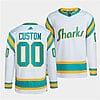 Custom San Jose Sharks Jersey Name And Number 2022 White Reverse Retro 2 Custom San Jose Sharks Jersey Name And Number 2022 White Reverse Retro