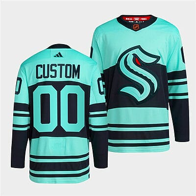 Custom Seattle Kraken Jersey Name And Number 2022-23 Reverse Retro Ice Blue
