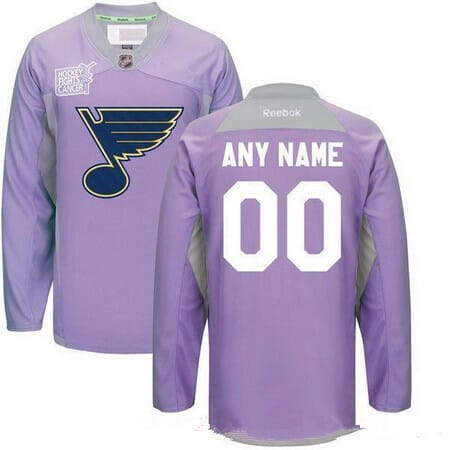Custom St. Louis Blues Jersey Name And Number Purple Pink Reebok Hockey Fights Cancer Practice 1 Custom St. Louis Blues Jersey Name And Number Purple Pink Reebok Hockey Fights Cancer Practice