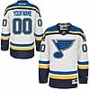 Custom St. Louis Blues Jersey Name And Number White Reebok Premier Away
