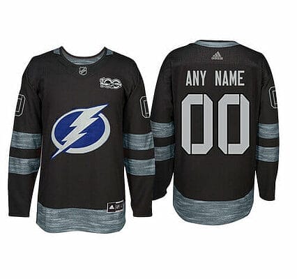 Custom Tampa Bay Lightning Jersey Name And Number 1917-2017 Black 100th Anniversary NHL