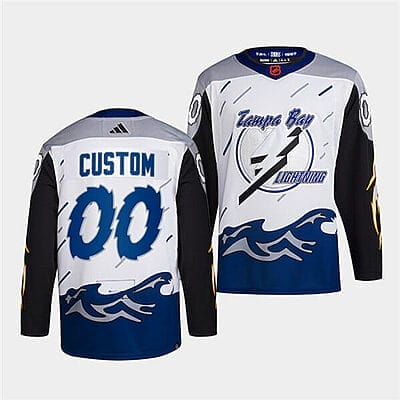 Custom Tampa Bay Lightning Jersey Name And Number 2022 White Reverse Retro