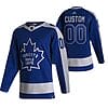 Custom Toronto Maple Leafs Jersey Name And Number 2020-21 Blue Reverse Retro Alternate NHL