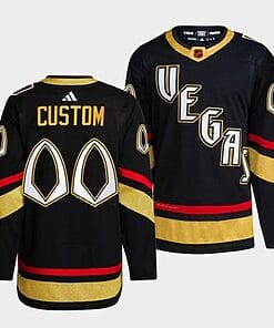 Custom Vegas Golden Knights Jersey Name And Number 2022 Black Reverse Retro 2.0