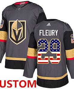 Custom Vegas Golden Knights Jersey Name And Number Grey Home USA Flag NHL