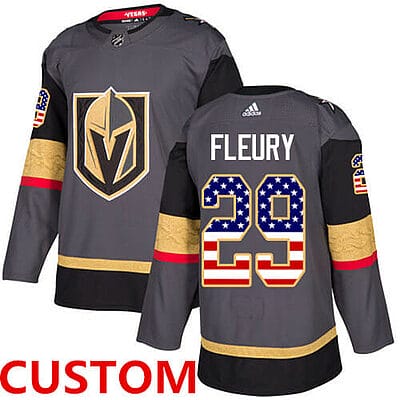 Custom Vegas Golden Knights Jersey Name And Number Grey Home USA Flag NHL