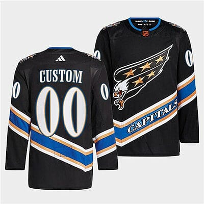 Custom Washington Capitals Jersey Name And Number 2022-23 Black Reverse Retro