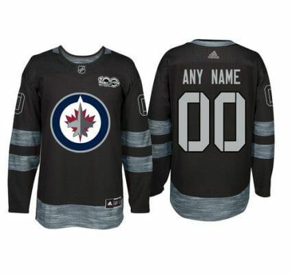 Custom Winnipeg Jets Jersey Name And Number 1917-2017 Black 100th Anniversary NHL