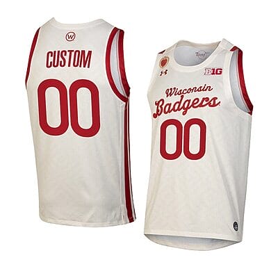 Custom Wisconsin Badgers Basketball Jersey College Name and Number Throwback White