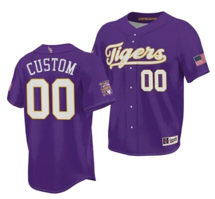2023 College World Series Champions Custom LSU Tigers Jersey Name and Number NCAA Baseball Purple Jersey #00 8 2023 College World Series Champions Custom LSU Tigers Jersey Name and Number NCAA Baseball Purple Jersey #00