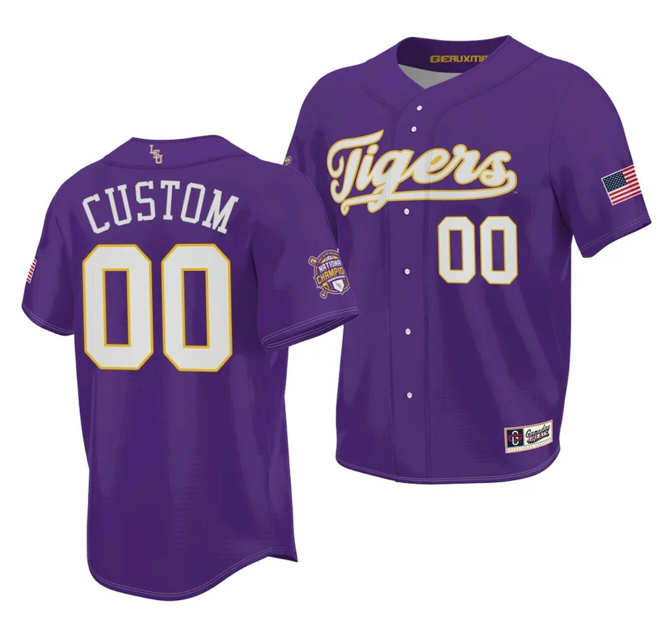 2023 College World Series Champions Custom LSU Tigers Jersey Name and Number NCAA Baseball Purple Jersey #00 1 2023 College World Series Champions Custom LSU Tigers Jersey Name and Number NCAA Baseball Purple Jersey #00