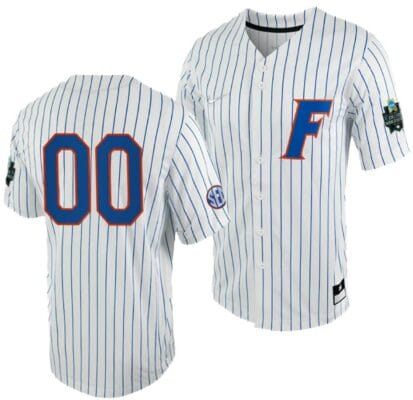 Custom Florida Gators Jersey Name and Number 2023 College World Series White Royal #00 Full-Button NCAA Baseball 8 Custom Florida Gators Jersey Name and Number 2023 College World Series White Royal #00 Full-Button NCAA Baseball