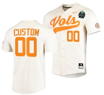 Custom Tennessee Volunteers Jersey Name and Number 2023 NCAA Baseball College World Series Natural #00 OMAHA 8