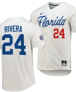 Josh Rivera Jersey Florida Gators 2023 College World Series White #24 Replica NCAA Baseball