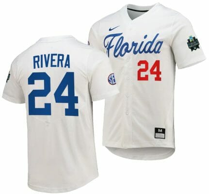 Josh Rivera Jersey Florida Gators 2023 College World Series White #24 Replica NCAA Baseball 8 Josh Rivera Jersey Florida Gators 2023 College World Series White #24 Replica NCAA Baseball