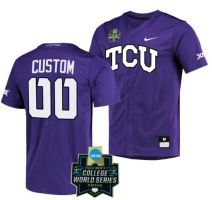 NCAA 2023 College World Series Custom TCU Horned Frogs Jersey Name and Number Baseball Purple #00