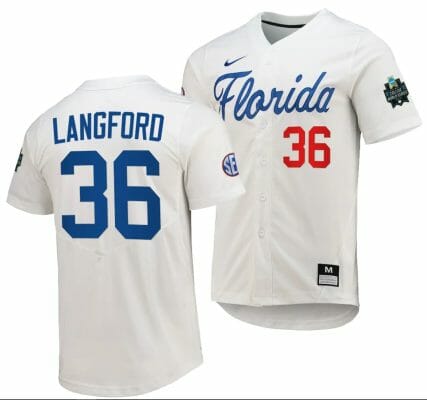 Wyatt Langford Jersey Florida Gators 2023 College World Series White #36 Replica NCAA Baseball 8 Wyatt Langford Jersey Florida Gators 2023 College World Series White #36 Replica NCAA Baseball