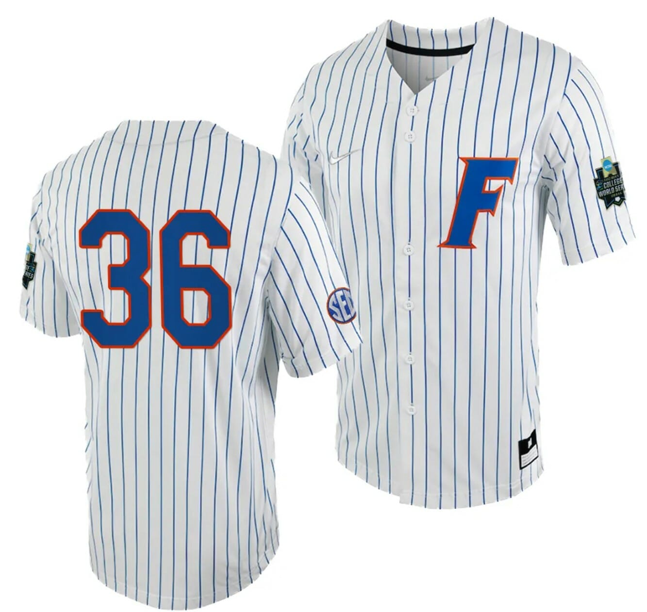Wyatt Langford Jersey Florida Gators #36 White Royal 2023 College World Series NCAA Baseball 1 Wyatt Langford Jersey Florida Gators #36 White Royal 2023 College World Series NCAA Baseball