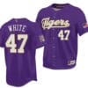 2023 College World Series Champions Tommy White Jersey LSU Tigers NCAA Baseball Purple #47