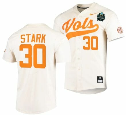 Cal Stark Jersey Tennessee Volunteers #30 Natural 2023 NCAA Baseball College World Series OMAHA 8