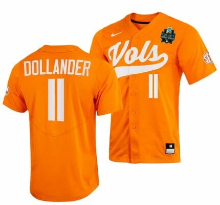 Chase Dollander Jersey Tennessee Volunteers #11 Orange 2023 NCAA Baseball College World Series OMAHA 8