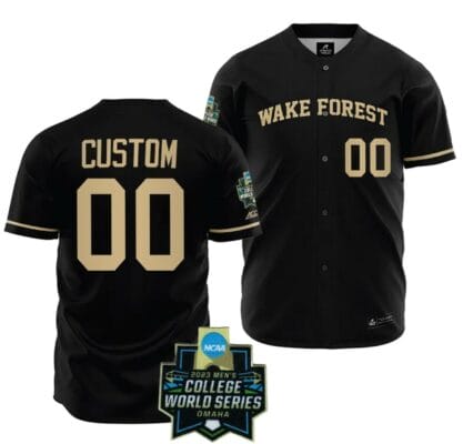 Custom Wake Forest Demon Deacons Jersey Name and Number Baseball NCAA 2023 College World Series Black #00