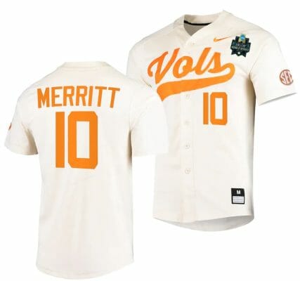 Griffin Merritt Jersey Tennessee Volunteers #10 Natural 2023 NCAA Baseball College World Series OMAHA 8