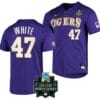 LSU Tigers Baseball Tommy White Jersey NCAA 2023 College World Series Purple #47