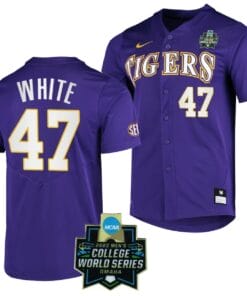 LSU Tigers Baseball Tommy White Jersey NCAA 2023 College World Series Purple #47