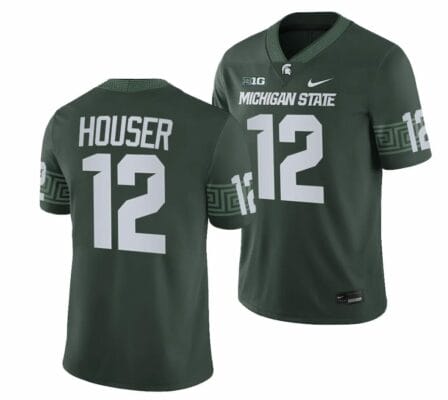 Michigan State Spartans #12 Katin Houser Jersey College Football Green 2023 Game 10 Michigan State Spartans #12 Katin Houser Jersey College Football Green 2023 Game
