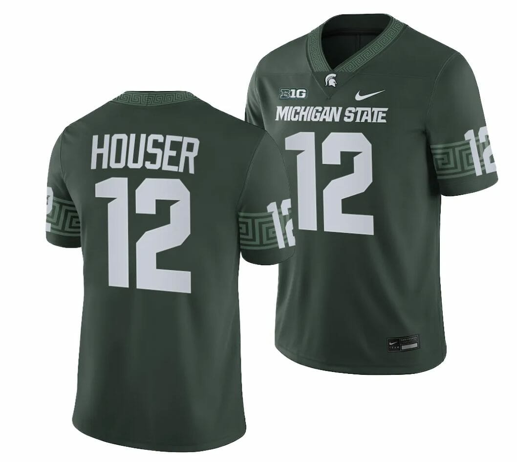 Michigan State Spartans #12 Katin Houser Jersey College Football Green 2023 Game 1 Michigan State Spartans #12 Katin Houser Jersey College Football Green 2023 Game