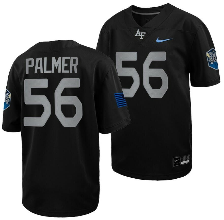 Air Force Falcons Cole Palmer Jersey #56 Football 2022 Space Force Rivalry Alternate Black 1 Air Force Falcons Cole Palmer Jersey #56 Football 2022 Space Force Rivalry Alternate Black