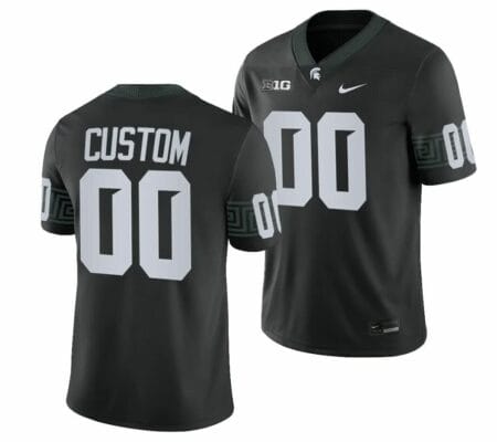 Custom Michigan State Spartans Jersey College Football Black 2023 10 Custom Michigan State Spartans Jersey College Football Black 2023