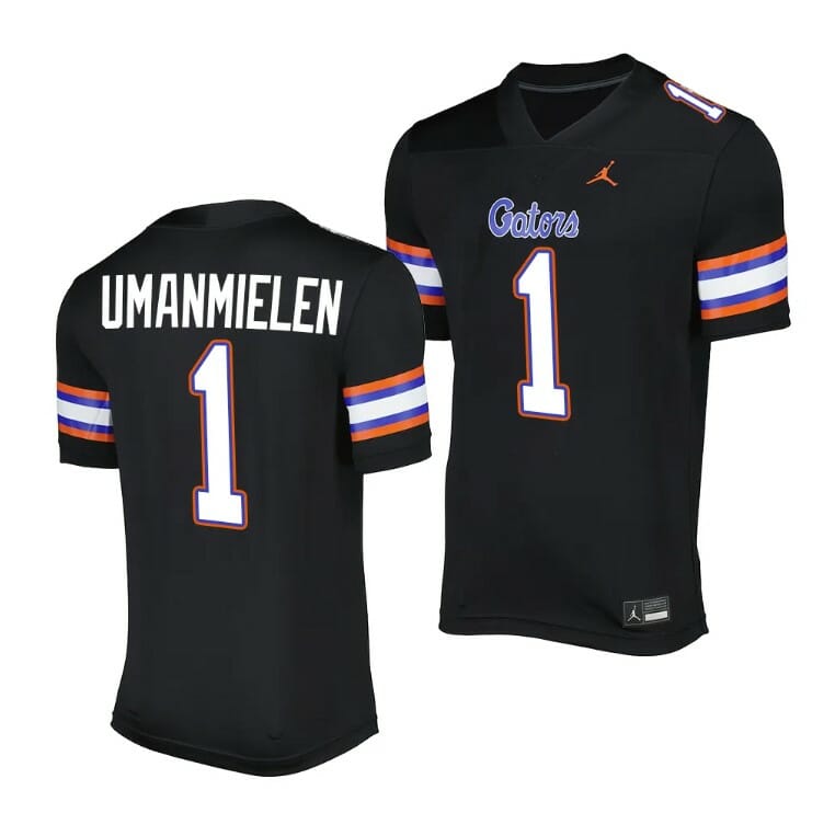 Florida Gators Princely Umanmielen Jersey #1 Alternate Game Black 2023 Salute To Service Uniform 1 Florida Gators Princely Umanmielen Jersey #1 Alternate Game Black 2023 Salute To Service Uniform