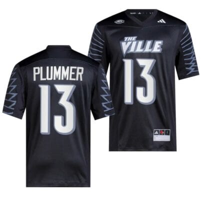 Louisville Cardinals Jack Plummer Jersey #13 College Football 2023 Premier Black 10 Louisville Cardinals Jack Plummer Jersey #13 College Football 2023 Premier Black