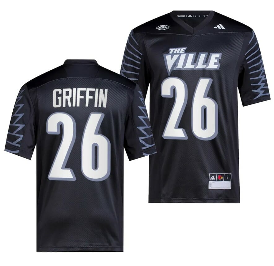 Louisville Cardinals MJ Griffin Jersey #26 College Football 2023 Premier Black 1 Louisville Cardinals MJ Griffin Jersey #26 College Football 2023 Premier Black