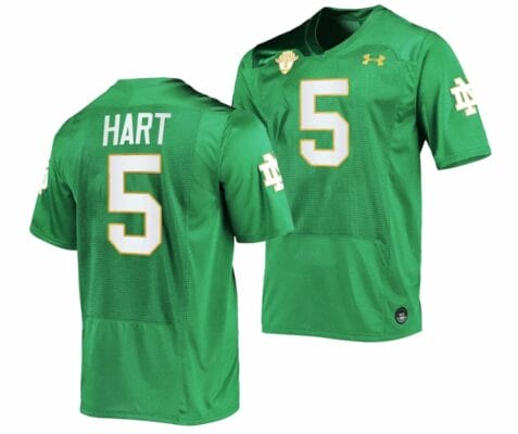 Notre Dame Fighting Irish #5 Cam Hart Jersey College Football Green 2023