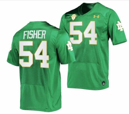 Notre Dame Fighting Irish #54 Blake Fisher Jersey College Football Green 2023