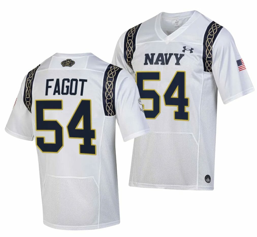 Navy Midshipmen #54 Diego Fagot Jersey 2023 Aer Lingus College Football Classic White Replica 1 Navy Midshipmen #54 Diego Fagot Jersey 2023 Aer Lingus College Football Classic White Replica