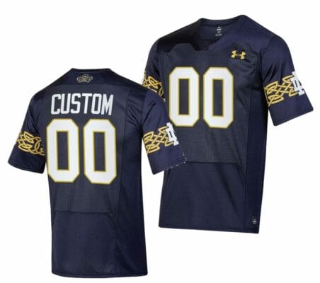 Custom Notre Dame Fighting Irish Jersey Navy 2023 Aer Lingus College Football Classic Replica 10 Custom Notre Dame Fighting Irish Jersey Navy 2023 Aer Lingus College Football Classic Replica