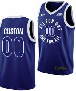Custom Xavier Musketeers Jersey All For One Blue Basketball