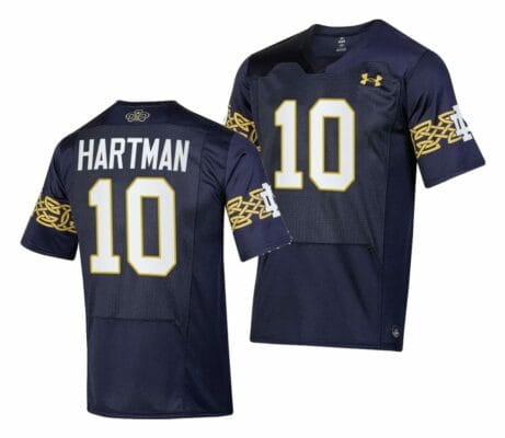 Notre Dame Fighting Irish Sam Hartman Jersey #10 College Football 2023 Aer Lingus Classic Navy